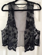 Embroidered Black Lace Waistcoat By Pins & Needles At Anthropologie 10 12 14 S M