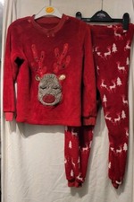 Matalan Christmas Rudolph Reindeer Velour PJs/ Pyjamas Nightwear Age 8 yrs