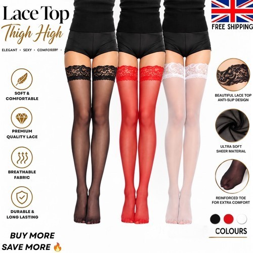 Sheer lace top stockings - lace,