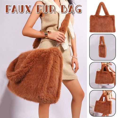Womens faux fox fur long - fur, strap