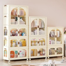 Kids Closet Wardrobe Foldable Child Toddler Plastic Storage Box Shelf On Wheels