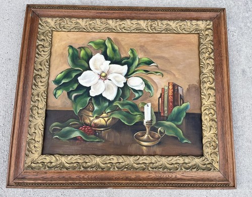 Antique oak gild gesso picture - antique,