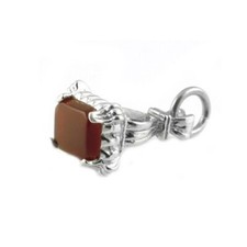 STERLING SILVER CORNELIAN SEAL FOB CHARM  