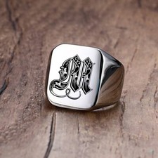 Royal Initial Signet Ring Men
