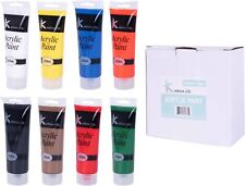 8 Tubes Acrylic Paint 120ml  Assorted Colours Arts Crafts-FREE NEXTDAY DELIVERY
