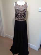 DYNASTY LONDON LONG BLACK BEADED EVENING DRESS WITH SEPARATE STOLE - SIZE 18