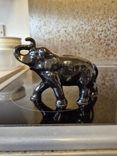 Decorative Black Ceramic Elephant Figurine