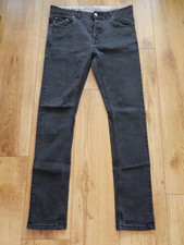 'Nicholas Deakins' Dark Grey Regular Fit Button-Fly Jeans - 32" Regular