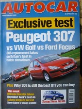 AUTOCAR 01/04/25 SUBARU IMPREZA FORD RACING PUMA FOCUS PEUGEOT 306 GTi 307 HONDA