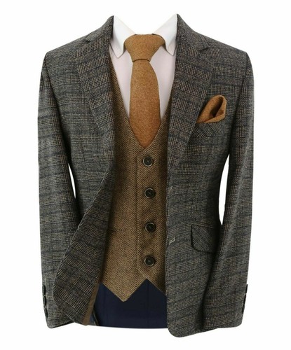 Boys check tweed - check, slim