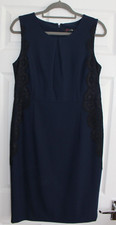 BNWOT Gok Wan For TU Slimming Lined Fitted Dress Size 14 S Navy Black Lace Trim