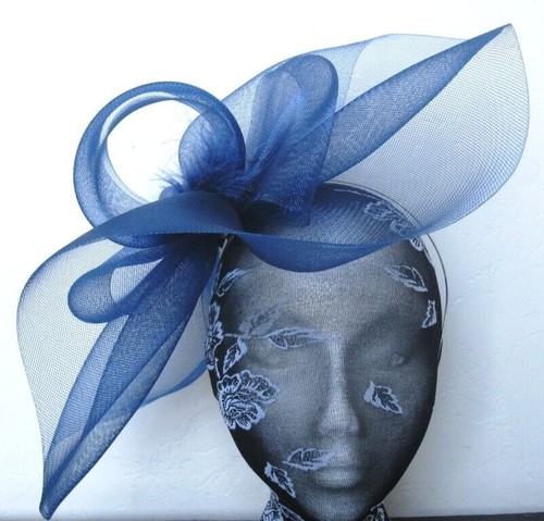 Navy blue crin fascinator - navy,