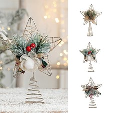 Christmas Star Tree Topper Golden Xmas Tree Oranment Decorations 21cm
