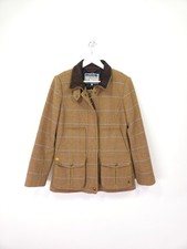 Joules Jacket Size 14 Brown Brown Check Wool Blend Field Coat Hunting Country