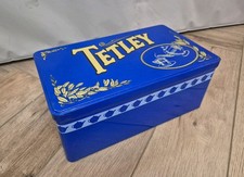 Tetley Tea Vintage Large Tin Original Collectors Item - Blue and gold embossed