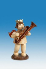 Christmas Angel with Sarrusophone with Crown / Natural Height approx 6.5 cm NEW