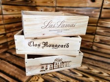 Pack of 3 Wooden Wine Boxes Crates - 3 Bottle Size for office Storage Organiser