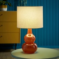 Burnt Orange Glass Table Lamp Lampshade Bedroom Living Room Light LED Bulb