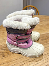 Campri Pink and White Girls Snowboots Size 2 Easy Fastening Hardly Worn