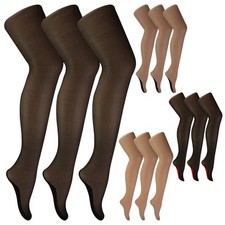 3 Pair 40 Denier Seamed Ultra Sheen Ladies Tights with Line Up the Back