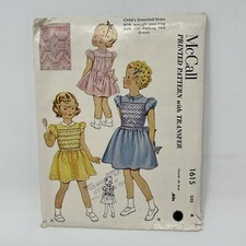 Vintage Sewing Pattern McCall’s 1615 Child’s Smocked Dress Size 4