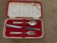 Cased Set .  (DE-MONTFORD) spoon fork and nife set inm a red and white c ase