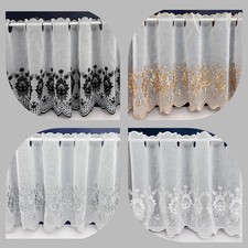 Eva Floral Embroidered Café Nets 18" and 24" drop - Sold by the Metre-