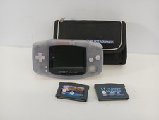 Nintendo Game Boy Advance Console Glacier Tested Working VGC 2 x Games Case GBA