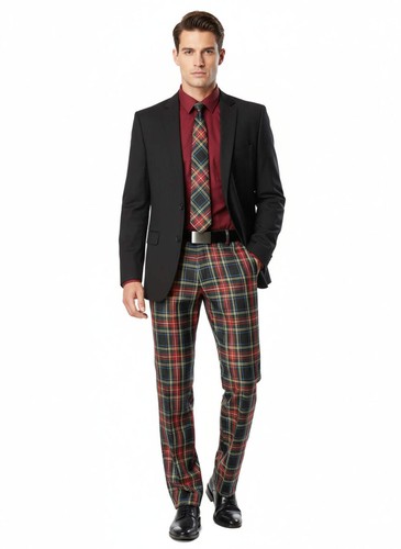 Black stewart tartan - tartan, trousers