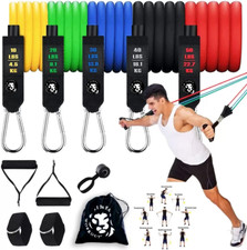 Simba Workout Resistance Bands Set - Mens Quality 150 lbs 11pcs Kit & Manual