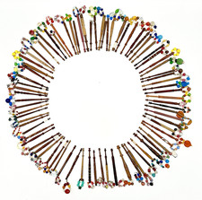 Bundle of Antique Vintage Lace Bobbins Collection Spangled Various Woods Turned