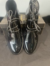 Marco Tozzi Women's Lace Up Ankle Boots In Black Patent, Size 41