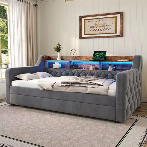 Velvet sofa bed seater pull - sofa, 2