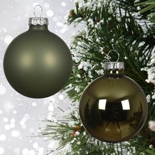 10 Rosemary Green Glass Baubles Christmas Tree Decorations Round Ornaments 6cm