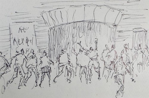 Pen ink drawing - pen, 'football