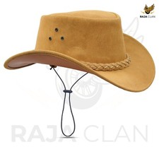 Unisex Australian Style Leather Cowboy Hat Western Tan Brown Bush Hat