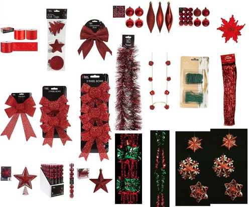 Red christmas tree decorations - red,