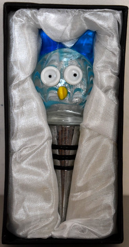 Gdp blue glass owl wine - owl, bottle