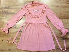 True Vintage 60s /70s Pink Long Sleeve Dress Sz S (see measurements)