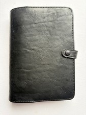 Orginal Vintage Filofax leather Organiser Black 6 Rings
