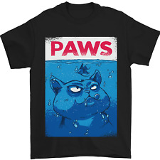 Paws Funny Cat and Goldfish Parody Mens T-Shirt 100% Cotton