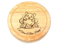 Engraved Cheeseboard With Mouse and "Eat cheese & Brie Happy!" Add your headline