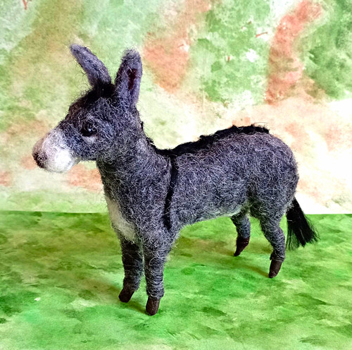 Handmade grey donkey - donkey, needle