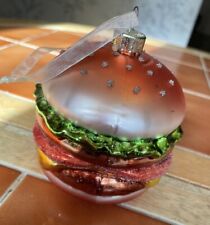 hamburger ornament fast food foodie Glass Christmas Ornament