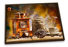 Old Coffee Grinder Machine Kitchen Brown CANVAS FLOATER FRAME Wall Art Print