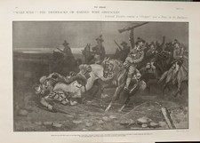 1902 LARGE ANTIQUE PRINT BARBED WIRE OBSTACLES COLONIAL TROOPERS FENCE  