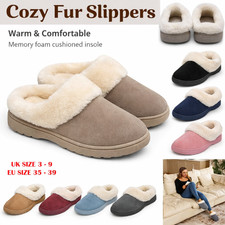 WOMENS SLIPPERS WARM FAUX FUR