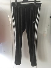 Adidas Women’s Black Velour Athleisure Wear Tracksuit Bottoms Size UK 12