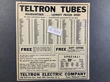 Vintage 1954 Ad. Teltron Electric Company. Teltron Tubes.