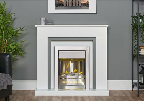 Electric fire white grey - fire,